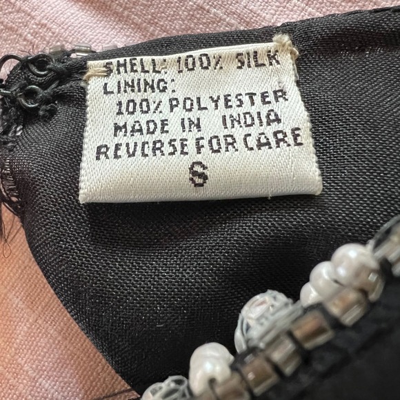 Vintage Laurence Kazar Black Silk Beaded Sequin Evening Blouse Party Top Size S - Picture 7 of 10